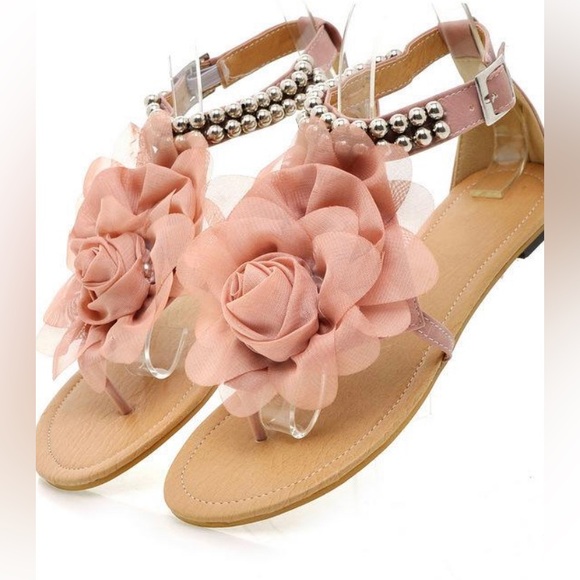 Pink accent sandal with flower size 41 unbranded - Picture 1 of 5